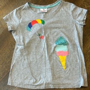 Hanna Andersson Gray Tee with Rainbow Parachute & Ice Cream